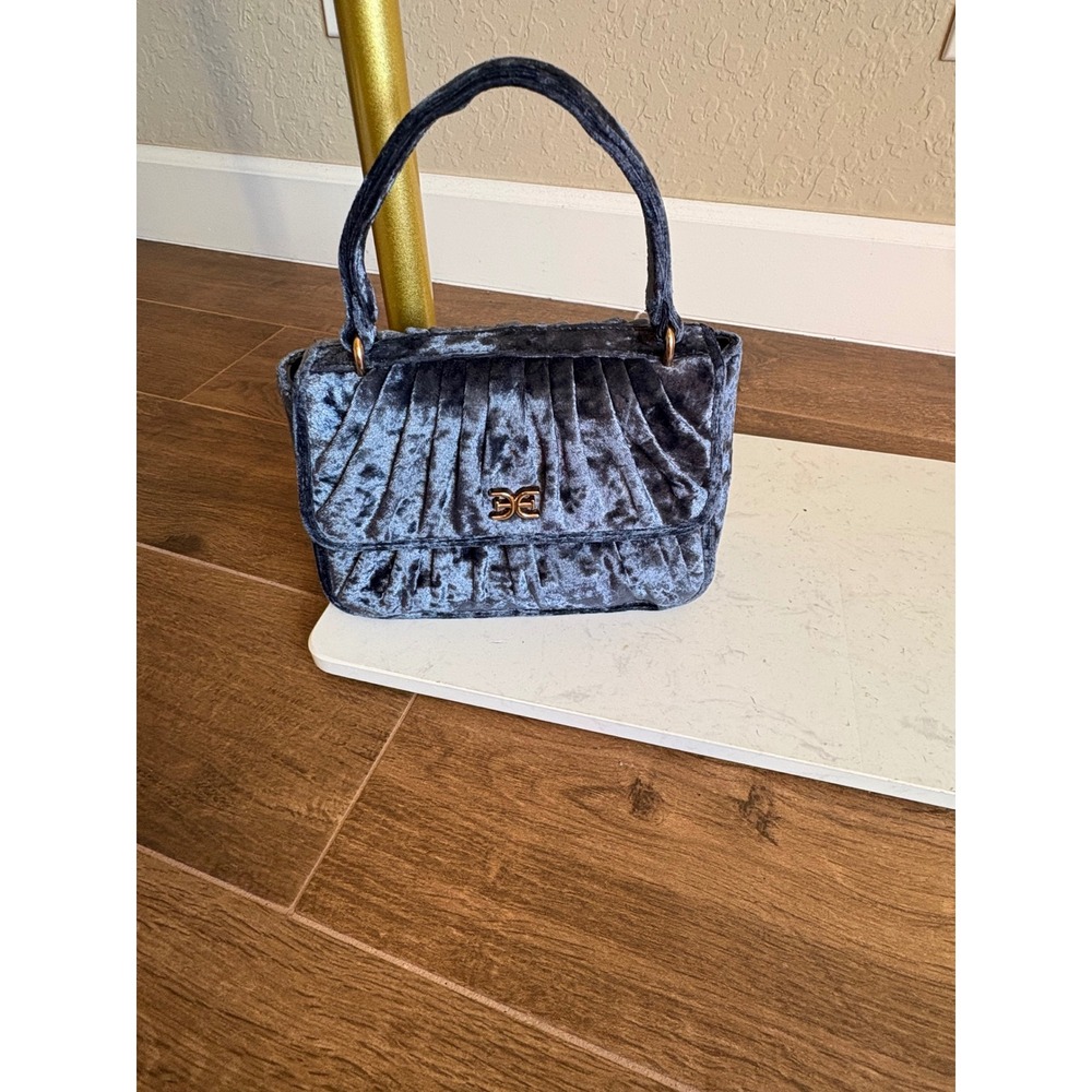 Sam Edelman Women's Mini Crushed Velvet Purse Blue Jewel Tone Glam Feminine